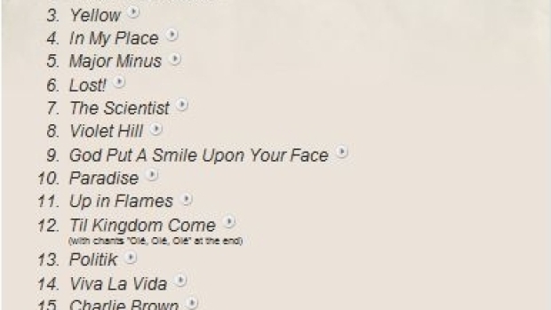 Setlist de Coldplay en Las Ventas